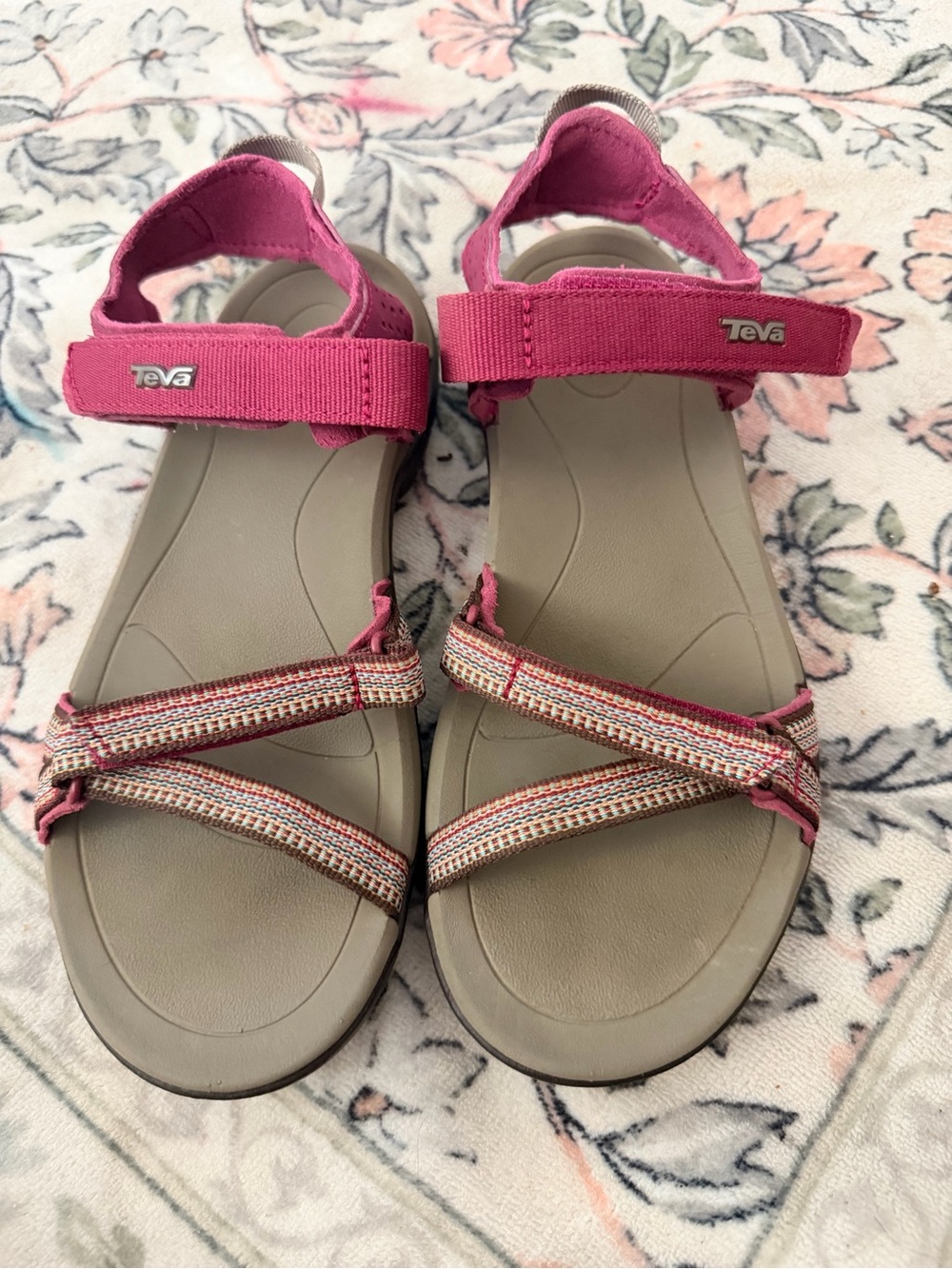 Teva Women's Pink & Tan Strappy Outdoor Sandals